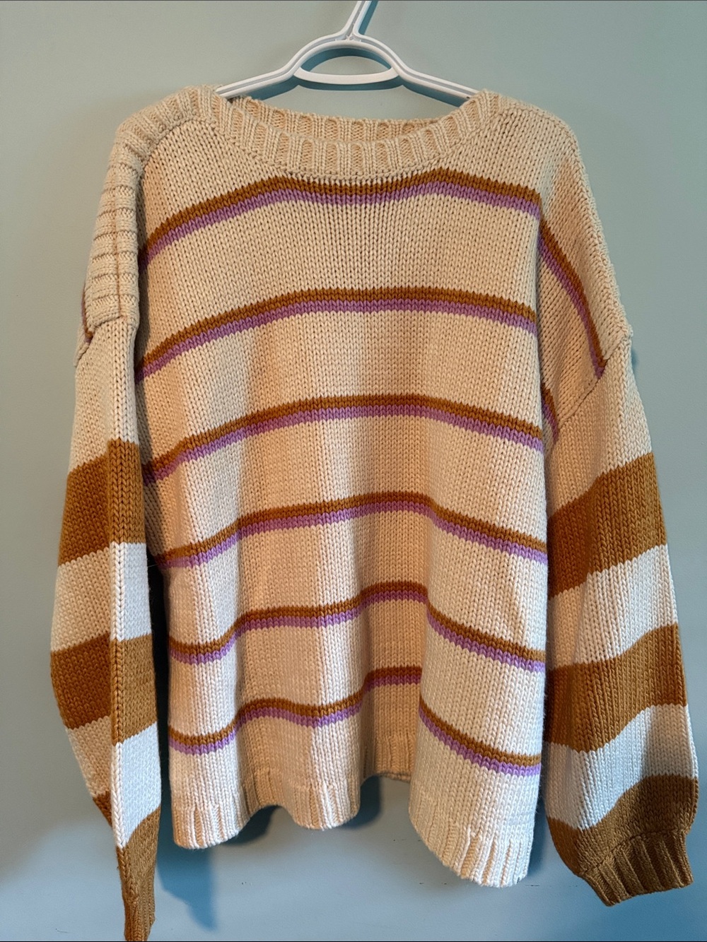 Rip Curl Cream Sweater with Brown and Purple Stripes